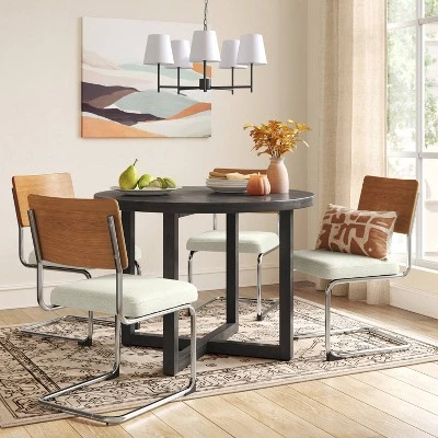 2pk Cecilton Chrome Cantilever Dining Chairs Cream Boucle - Threshold⢠- Image 2