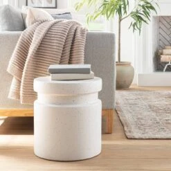 Murray Round Ceramic End Table White - Threshold⢠Designed With Studio McGee