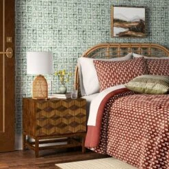 Full/Queen Corrie Rattan Headboard Light Brown - Thresholdâ˘: Boho Style, Wicker Detail, No Assembly Required