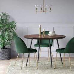 2pk Nils Brass Base Dining Chair Velvet Forest Green - Thresholdâ˘