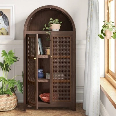 Woven Arched Wood Cabinet - Thresholdâ˘