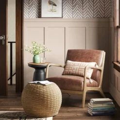 Avens Round Natural Caned Ottoman - Thresholdâ˘