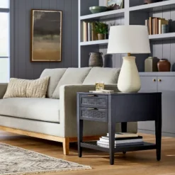 East Bluff 2 Drawers Woven Accent Table Black - Threshold⢠Designed With Studio McGee