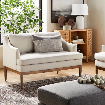 Howell Upholstered Loveseat With Wood Base Cream - Threshold⢠Designed With Studio McGee