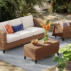 Brookfield Steel Wicker Patio Sofa - Light Brown - Thresholdâ˘
