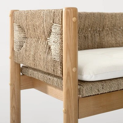 Elden Wood Bench With Woven Back And Loose Cushion Seat - Threshold™ Designed With Studio McGee - Image 4