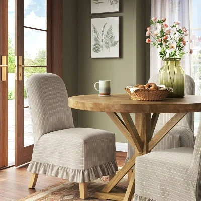 Rounded Back Slipcovered Dining Chair With Ruffle - Threshold⢠- Image 13