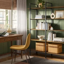 72" Banks 5 Shelf H Frame Bookcase Brown - Thresholdâ˘