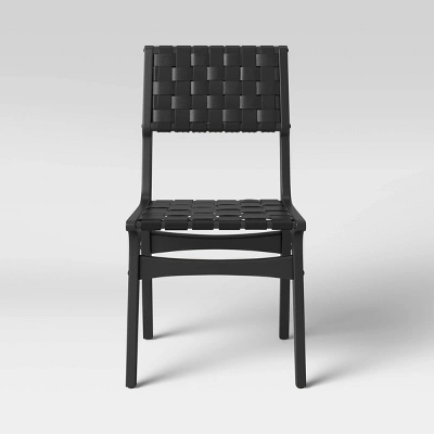 Ceylon Woven Dining Chair Black - Threshold™: Rubberwood Frame, Polyester Accents, 250lb Capacity - Image 2
