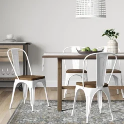 Set Of 2 Carlisle High Back Wood Seat Dining Chair Matte White - Thresholdâ˘