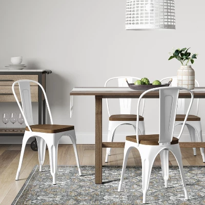 Set Of 2 Carlisle High Back Wood Seat Dining Chair Matte White - Thresholdâ˘