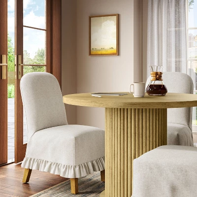 Rounded Back Slipcovered Dining Chair With Ruffle - Threshold⢠- Image 9