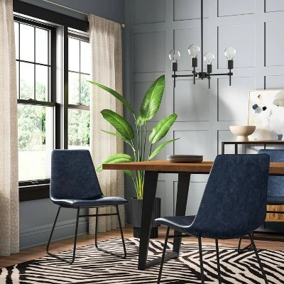 Rowan Mixed Material Rectangle Dining Table Natural Wood/Black Metal - Thresholdâ˘