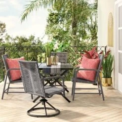 2pc Granby Padded Wicker Outdoor Patio Dining Chairs Arm Chairs Gray - Thresholdâ˘