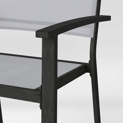 2pc Ryegate Weathered Teak Sling Outdoor Patio Dining Chairs Arm Chairs Gray - Threshold⢠- Image 4