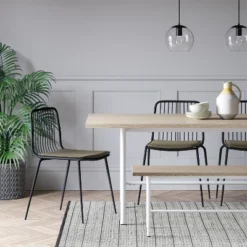 Set Of 2 Sodra Rounded Seat Wire Dining Chair Black - Thresholdâ˘