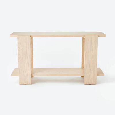 Bleached Oak Console Table Natural Wood - Threshold⢠Designed With Studio McGee: Veneer & MDF, Rectangular Shape, Spot Clean - Image 2
