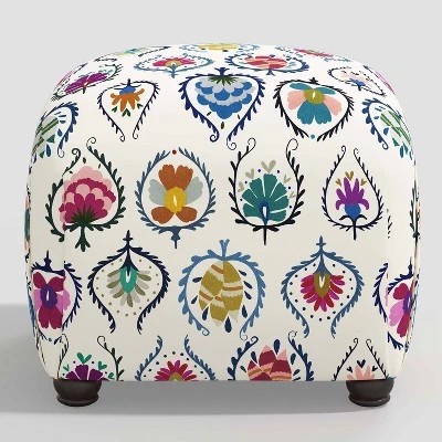 Poppy Ottoman In Damask - Skyline Furniture