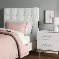 Twin Ryan Tufted Stick-on-the-Wall Dorm Headboard USB - Thresholdâ˘