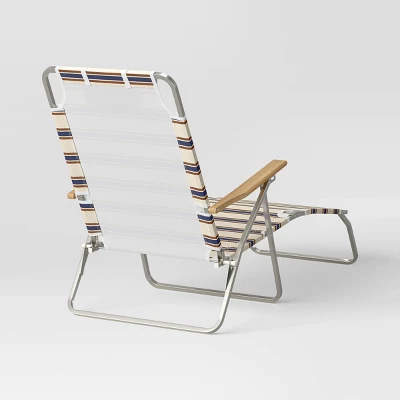 Striped Aluminum Beach Lounger With Wood Arms - Threshold™ - Image 3