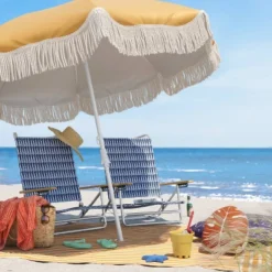 5 Position Beach Chair With Aluminum Frame & Wood Arms - Thresholdâ˘