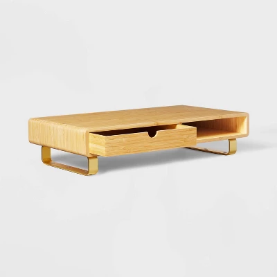 Monitor Riser With USB And Wireless Charging Brown - Threshold⢠- Image 3