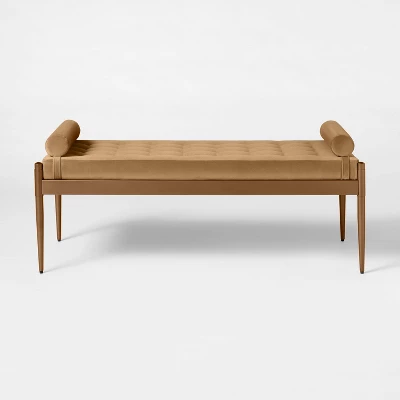 Bolster Tufted Bench Beige - Threshold⢠Designed With Studio McGee: Velvet Upholstery, Powder-Coated Steel Legs, 225lb Capacity - Image 2