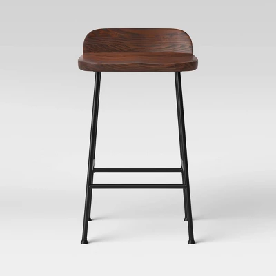 Lorton Low Back Metal Leg Wood Counter Height Barstool - Threshold™ - Image 2