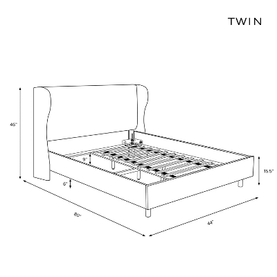 Wingback Platform Bed Velvet - Skyline Furniture - Image 5