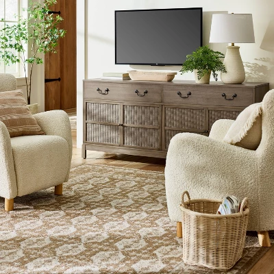 Brandeis Woven TV Stand For TVs Up To 60" Brown - Threshold⢠Designed With Studio McGee
