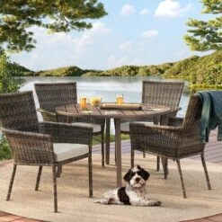 Monroe 2pk Patio Stack Dining Chairs - Tan - Thresholdâ˘