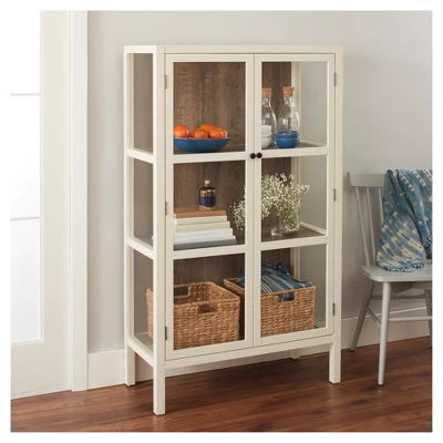56.2" Hadley Library Cabinet With Glass Shell White - Thresholdâ˘