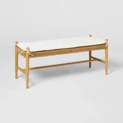 Cardamine Woven Upholstered Bench Natural - Threshold⢠Designed With Studio McGee