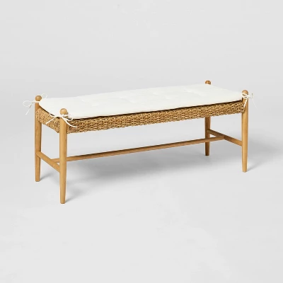 Cardamine Woven Upholstered Bench Natural - Threshold⢠Designed With Studio McGee