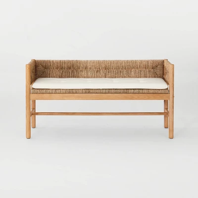 Elden Wood Bench With Woven Back And Loose Cushion Seat - Threshold™ Designed With Studio McGee - Image 2
