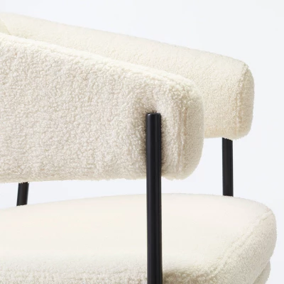 Rosemead Metal Frame And Rounded Back Faux Sherling Accent Chair Cream - Threshold⢠Designed With Studio McGee - Image 2