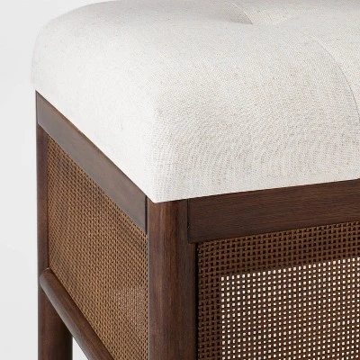 Woodspring Cane Base Ottoman Dark Walnut/Cream - Threshold™ Designed With Studio McGee - Image 3