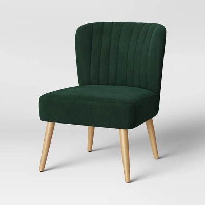 Chelidon Velvet Slipper Chair Green - Threshold™ - Image 2
