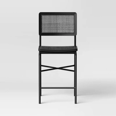 Errol Cane And Wood Counter Height Barstool With Metal Legs Black - Threshold⢠- Image 2