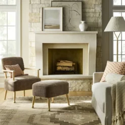 Corallina Upholstered Wooden Accent Chair Brown - Threshold⢠Designed With Studio McGee