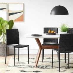 Wellfleet Woven Leather Metal Base Dining Chair - Thresholdâ˘