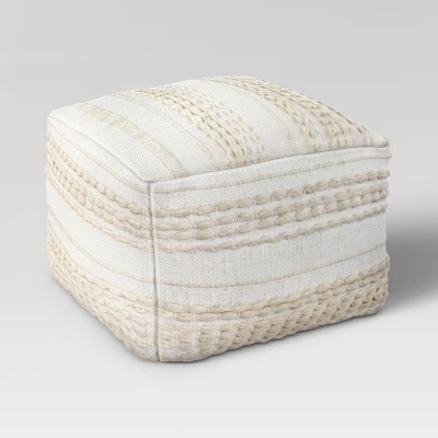 Lory Pouf Textured Neutral - Thresholdâ˘: Square Cotton Blend, Handmade, No Assembly Required - Image 2