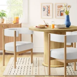 Kenova Upholstered Dining Chair With Wood Dowel Legs Cream - Thresholdâ˘