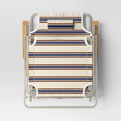 Striped Aluminum Beach Lounger With Wood Arms - Threshold™ - Image 4