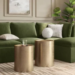 Manila Nesting Tables - Thresholdâ˘: Gold-Tone Metal, Hand-Carved, No Assembly Required