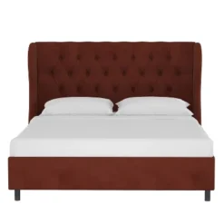 Wingback Platform Bed Velvet - Skyline Furniture