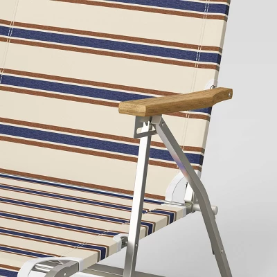 Striped Aluminum Beach Lounger With Wood Arms - Threshold™ - Image 5
