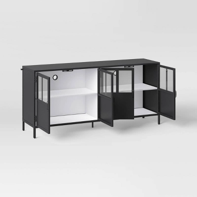 Half Glass TV Stand For TVs Up To 60" Black - Threshold⢠- Image 2