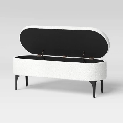 Storage Bench With Metal Legs Cream Boucle - Threshold⢠- Image 2