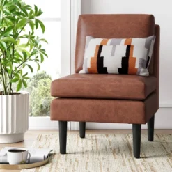 Gelbin Faux Leather Slipper Chair With Wood Legs - Thresholdâ˘